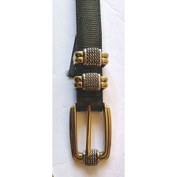 Brighton Classics Black Snake Print Leather Belt Gold Silver Buckle Medium 30 main image 7